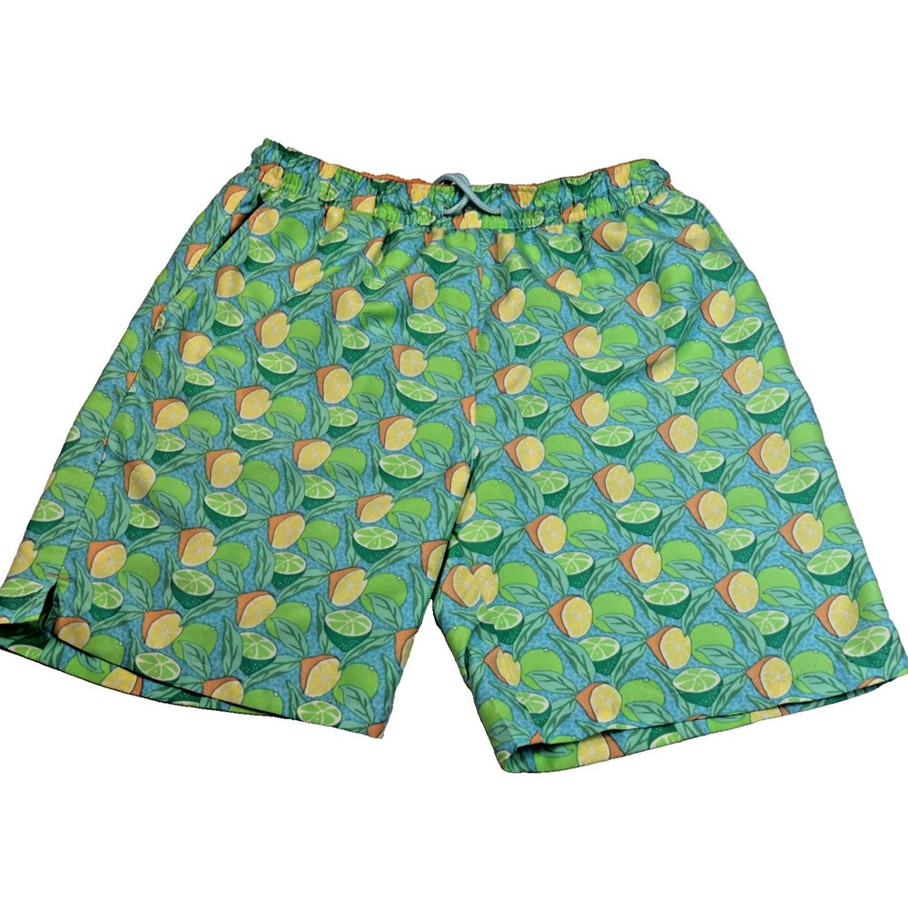 Peter Millar Seaside Collection Limes Lemons Print Swim Trunks Mens M Mesh Lined